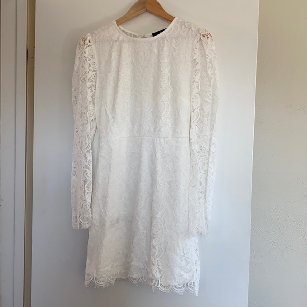 Lulu’s white lace long sleeve dress